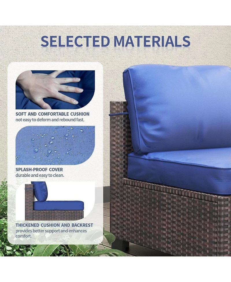 gaomon 7-Piece Rattan Wicker Outdoor Sofa Set with Cushions & Coffee Table, All-Weather Furniture for Garden, Porch & Poolside