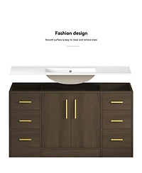 Sillysis Bathroom Vanity with Resin Sink, Soft Close Doors, 9 Storage Drawers and Mdf Cabinet, Transitional Modern Design