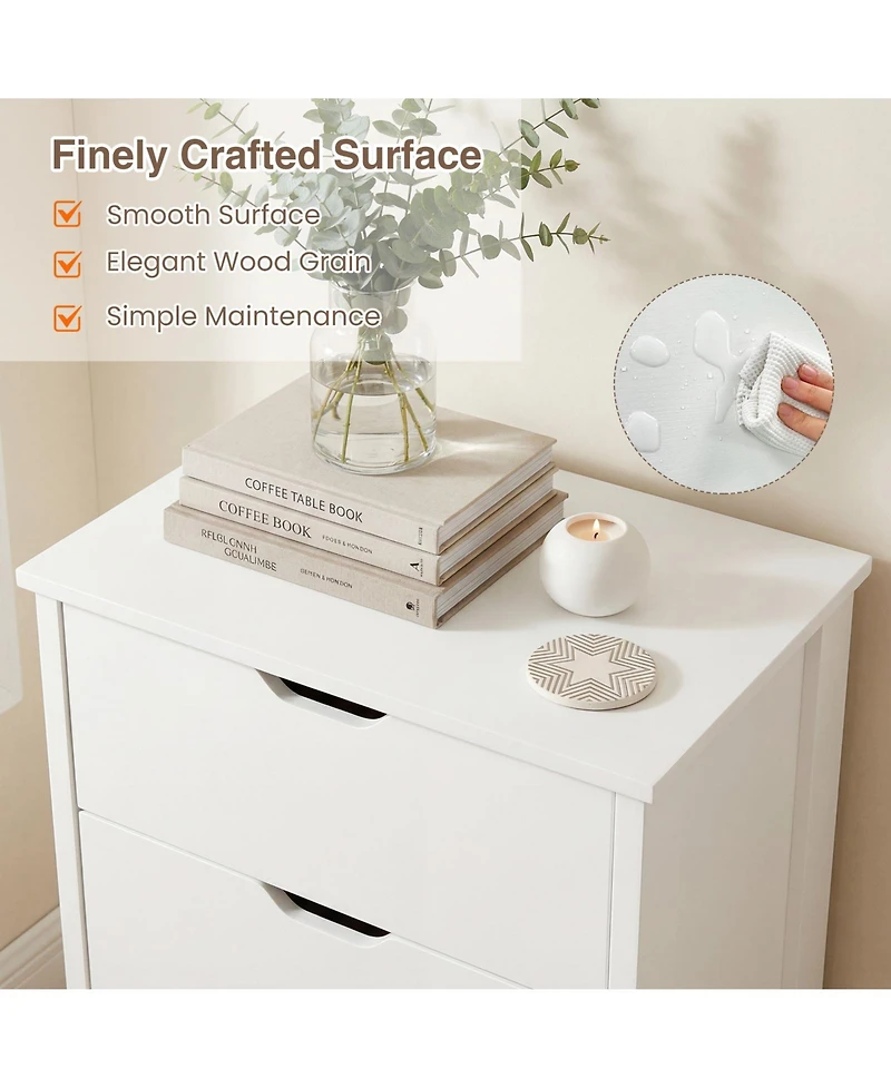 Gymax 4-Drawer Dresser Nightstand w/Handles Anti-Tipping KitsandDeep Drawers for Bedroom