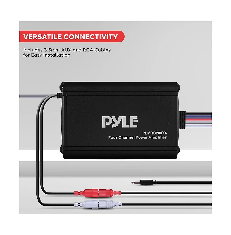 Pyle 4-Ch. Waterproof Rated Marine Amplifier Kit with Wireless Bt Control and Rca Input (PLUTVRKBT200X4)