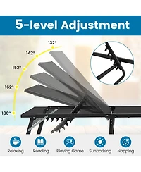 Gouun Foldable Patio Chaise Lounge Set of 2 with 5-Position Backrest
