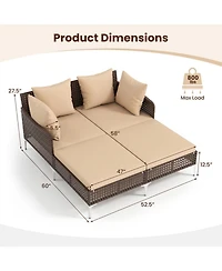 Gouun Outdoor Rattan Double Daybed with Cushions