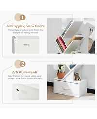 Gouun 10-Tier Tree-Shaped Bookshelf with Fabric Drawer