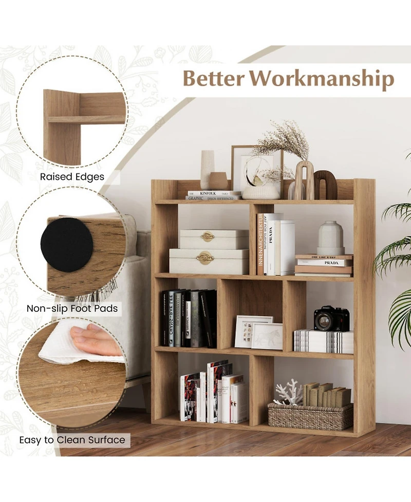 Gouun 7-Cube Open-Back Bookshelf with Anti-Toppling Devices