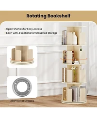 Gouun 4-Tier Rotating Bookshelf with 360-Degree Swivel Base