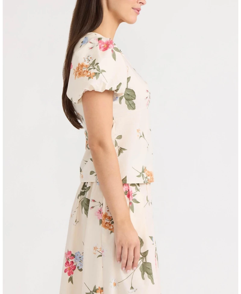 Ellen Tracy Women's Poplin Top with Balloon Sleeve