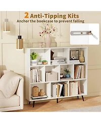 Gouun 10-Cube Bookcase with 5 Tapered Metal Legs and Anti-Tipping Kits