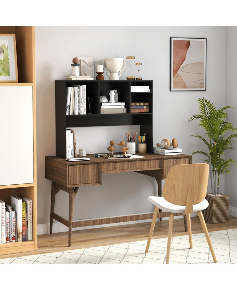 Gouun Desktop Bookcase with 4 Cubbies and Open Back Compartment