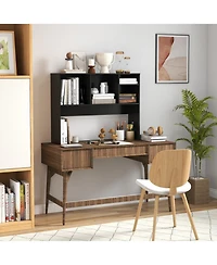 Gouun Desktop Bookcase with 4 Cubbies and Open Back Compartment