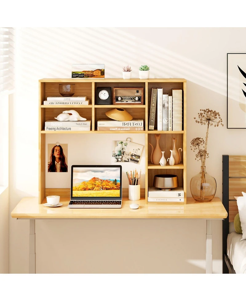 Gouun Desktop Bookshelf with 7 Cubbies and Adjustable Shelves