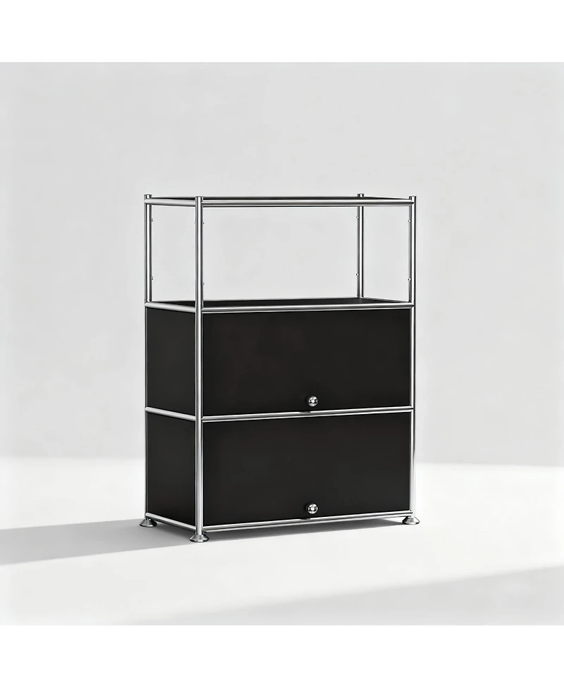 Mega Casa 3-Tier Storage Cabinet Metal Shelving Unit – Multi-Functional Kitchen Organizer, White