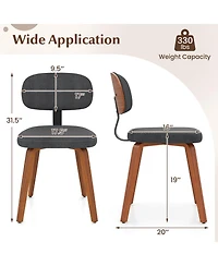 Slickblue Set of 2 Chenille Fabric Upholstered Wooden Kitchen Chairs