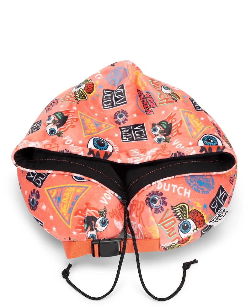Von Dutch Jax Hooded Memory Foam 11" Travel Neck Pillow