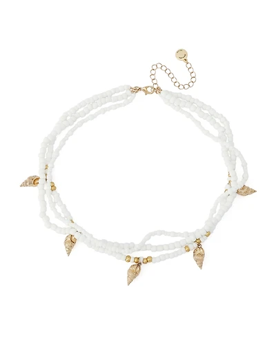 Steve Madden White Vintage Luxe Shell Beaded Layered Necklace