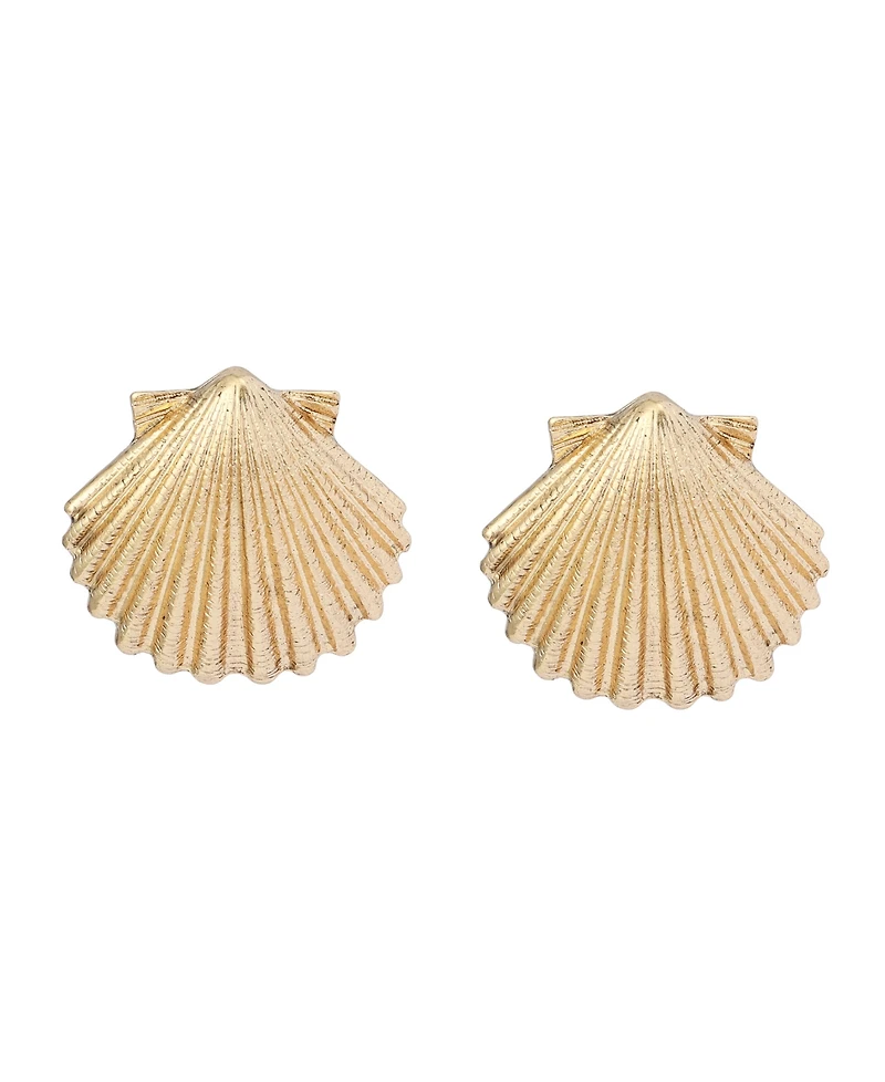 Steve Madden Gold Vintage Luxe Shell Stud Earrings
