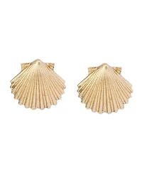 Steve Madden Gold Vintage Luxe Shell Stud Earrings