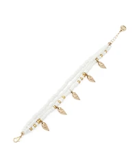 Steve Madden White Vintage Luxe Shell Beaded Layered Bracelet