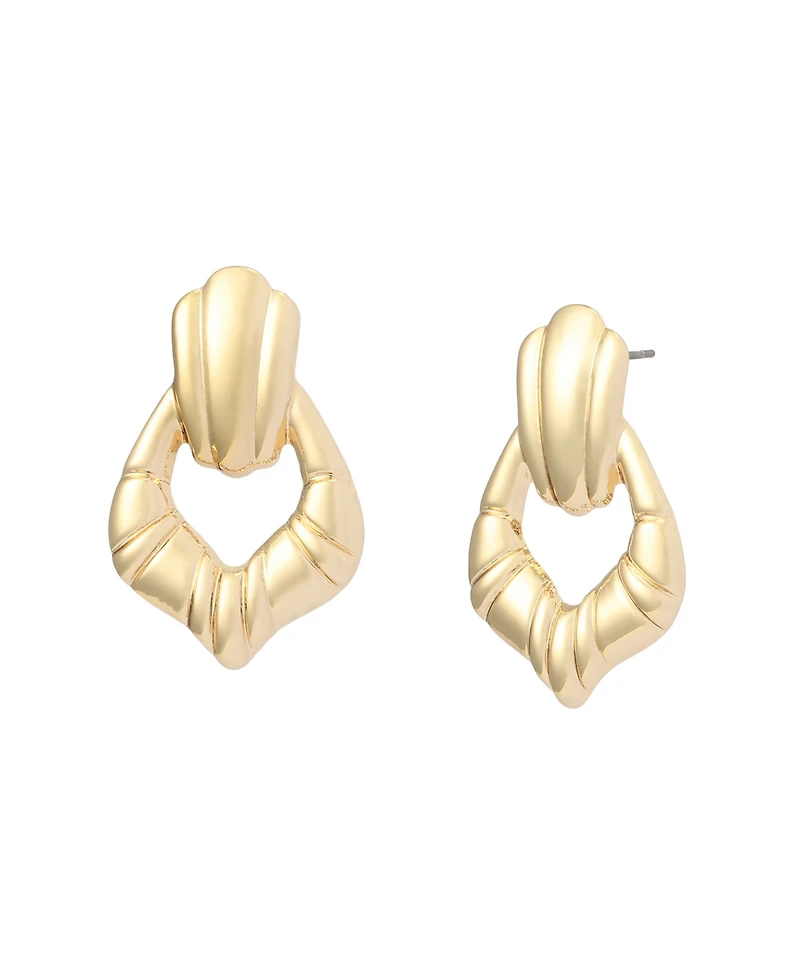 Steve Madden Gold Fluted Doorknocker Earrings