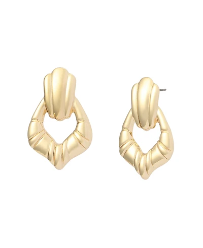 Steve Madden Gold Fluted Doorknocker Earrings