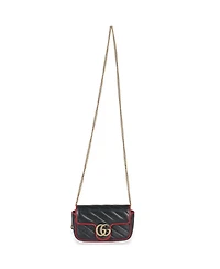 Pre-Owned Gucci Black Matelasse Calfskin Torchon Super Mini Marmont Bag