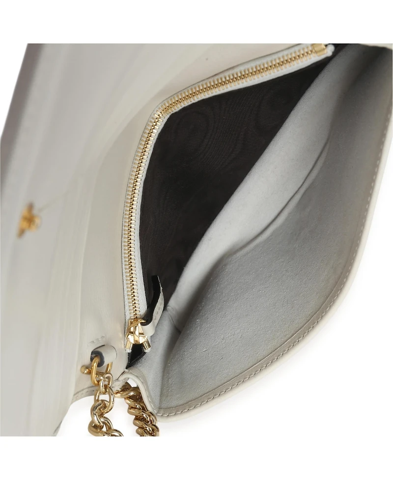 Pre-Owned Gucci White Gg Supreme Monogram Azalea Calfskin Horsebit 1955 Wallet On Chain