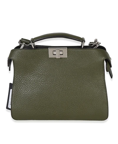 Pre-Owned Fendi Olive Calfskin Leather Mini Peekaboo ISeeU Bag