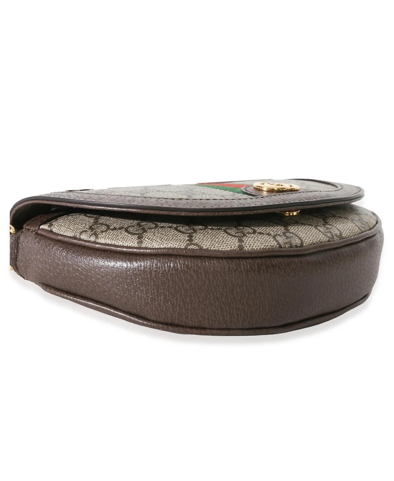 Pre-Owned Gucci Beige Gg Supreme Canvas Ophidia Gg Curved Flap Bag