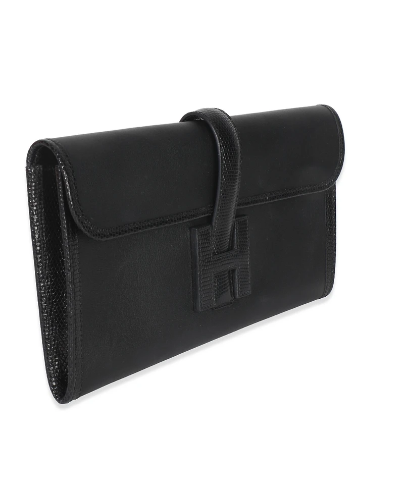Pre-Owned HERMES Black Swift Lizard Jige Elan Touch 29