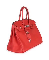 Pre-Owned HERMES Rouge Casaque Togo Birkin 35 Phw
