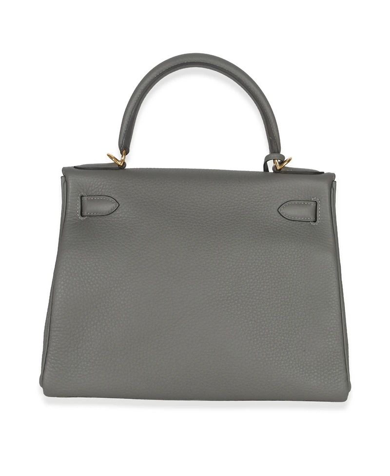 Pre-Owned HERMES Gris Meyer Clemence Kelly 28 Ghw