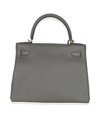Pre-Owned HERMES Gris Meyer Clemence Kelly 28 Ghw