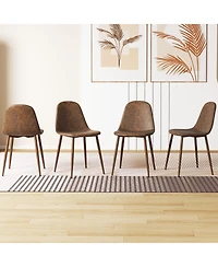 Slickblue Modern Kitchen Chairs Set of 4 Faux Pu Leather with Metal Legs