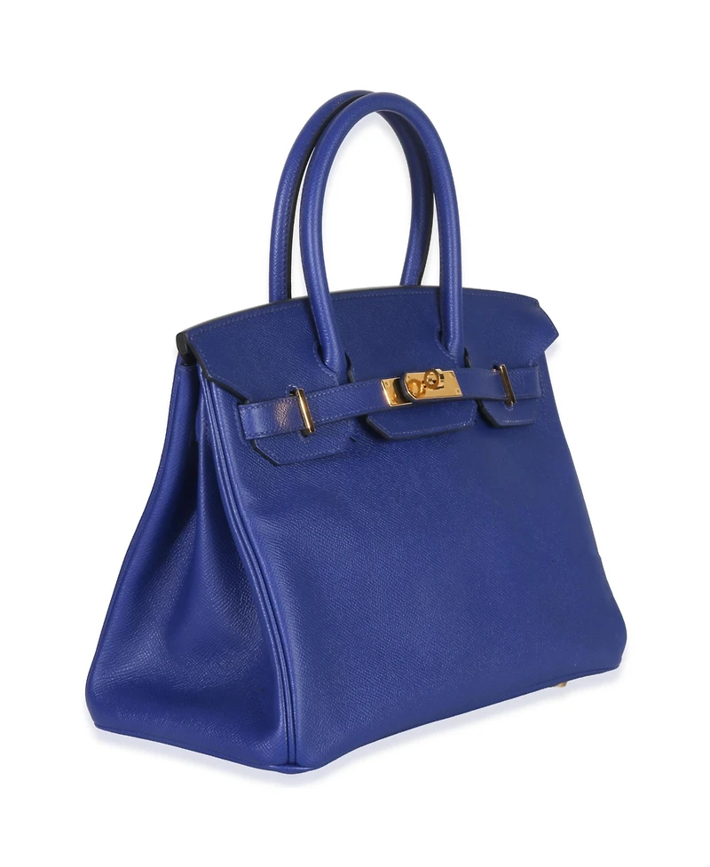 Pre-Owned HERMES Bleu Electrique Epsom Birkin 30 Ghw