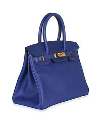 Pre-Owned HERMES Bleu Electrique Epsom Birkin 30 Ghw