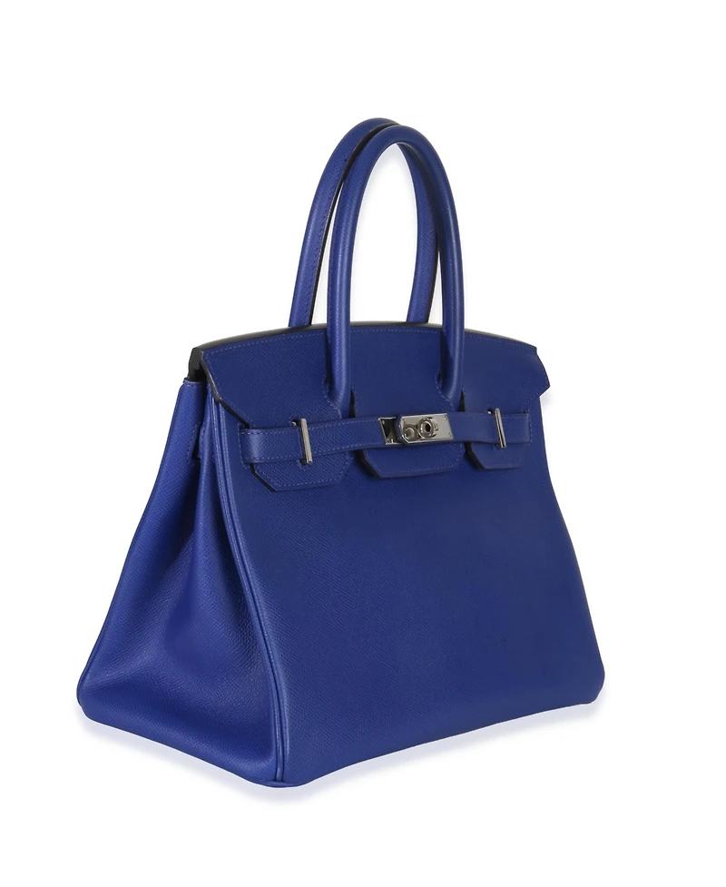 Pre-Owned HERMES Bleu Electrique Epsom Birkin 30 Phw