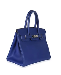 Pre-Owned HERMES Bleu Electrique Epsom Birkin 30 Phw