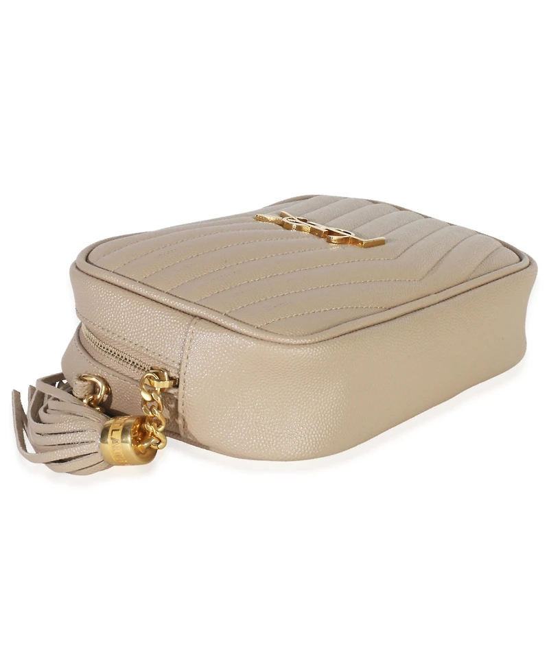 Pre-Owned Saint Laurent Beige Grain De Poudre Matelasse Mini Lou Camera Bag