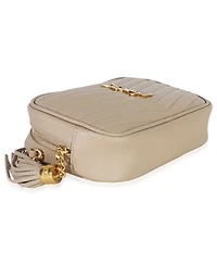 Pre-Owned Saint Laurent Beige Grain De Poudre Matelasse Mini Lou Camera Bag