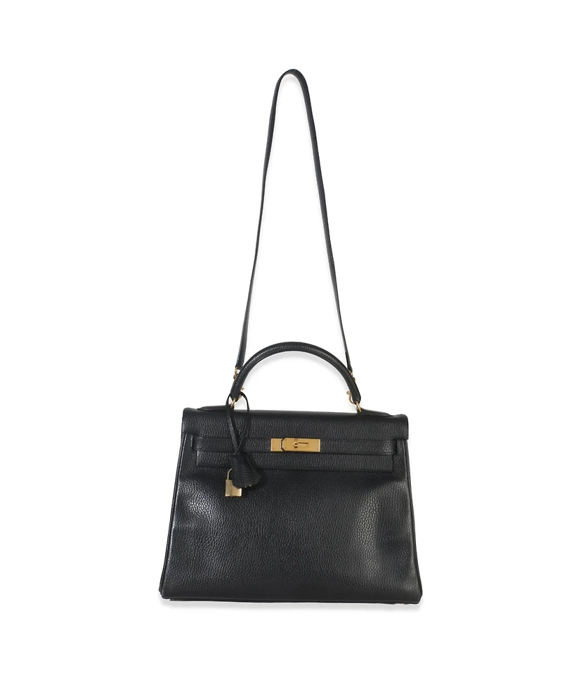 Pre-Owned HERMES Vintage Black Ardennes Kelly 32 Ghw