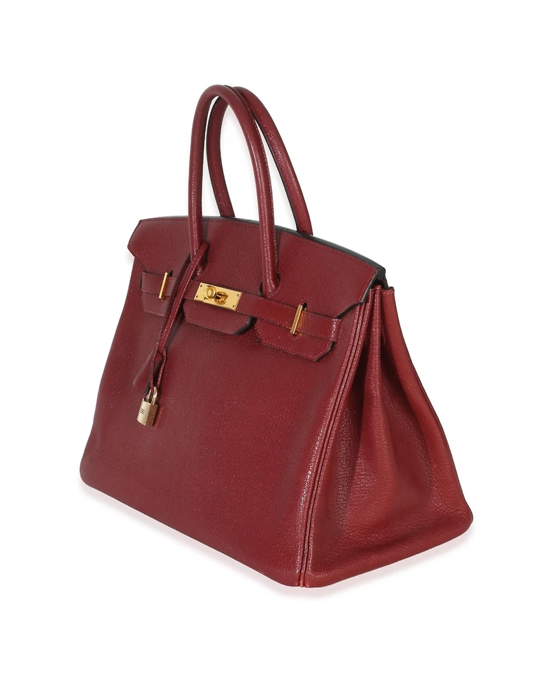 Pre-Owned HERMES Rouge Grenat Chevre de Coromandel Birkin 35 Phw