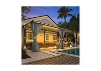 Aecojoy 20'x12' Wall Gazebo with Curtains and Mosquito Netting