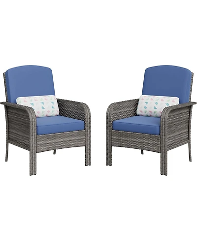 gaomon 2-Piece All-Weather Pe Wicker Patio Set with High Back Chairs and Cushions