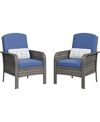 gaomon 2-Piece All-Weather Pe Wicker Patio Set with High Back Chairs and Cushions
