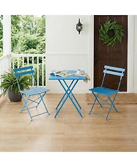 gaomon 3-Piece Foldable Metal Bistro Set with Square Table