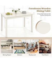 Sugift 48-Inch Wooden Dining Table for 4 People Rectangular Kitchen Table with Rubber Wood Legs