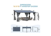 Aecojoy 16'x10' Wall Gazebo with Curtains and Mosquito Netting