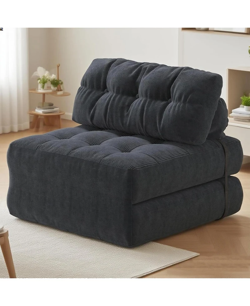 gaomon Folding Sofa Bed, Floor Couch with Pillow, Futon Bed Convertible Sleeper Chair Foldable Mattress Back Support