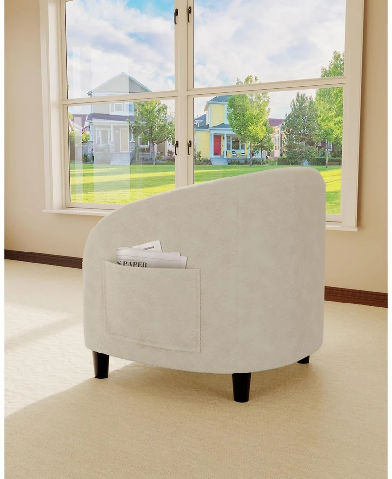 gaomon Accent Barrel Chair Boucle Club Chair Furry Sherpa Armchair Suitable for Living Room Bedroom Reception Room Office.