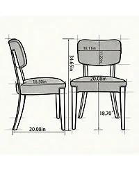 Rainsken Modern Dining Chairs Set of 2, Fabric Upholstered Kitchen Chairs with Solid Wood Legs for Dining Room, Living Room