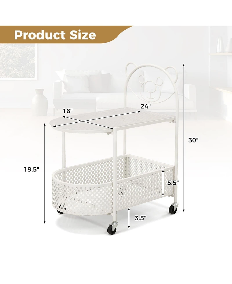 Slickblue Glass Coffee Table 2 Tier Mobile with Bear Design